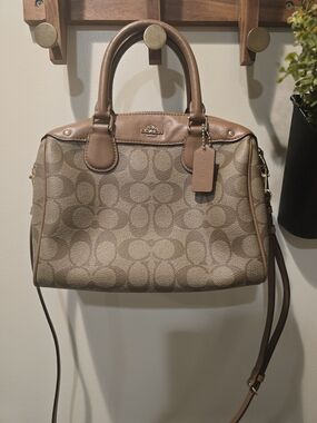 Coach Signature Canvas Satchel in Khaki and Tan